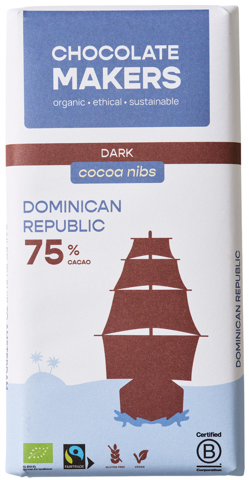 Dominican Republic 75% cacao | Dark Chocolate with Cacao Nibs