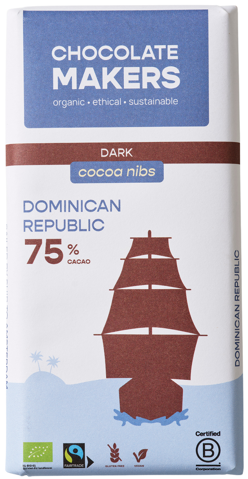 Dominican Republic 75% cacao | Dark Chocolate with Cacao Nibs