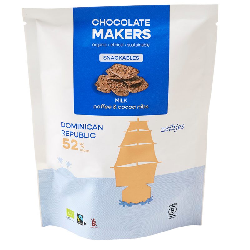 Zeiltjes 52% cacao | Melkchocolade met koffie en cacaonibs