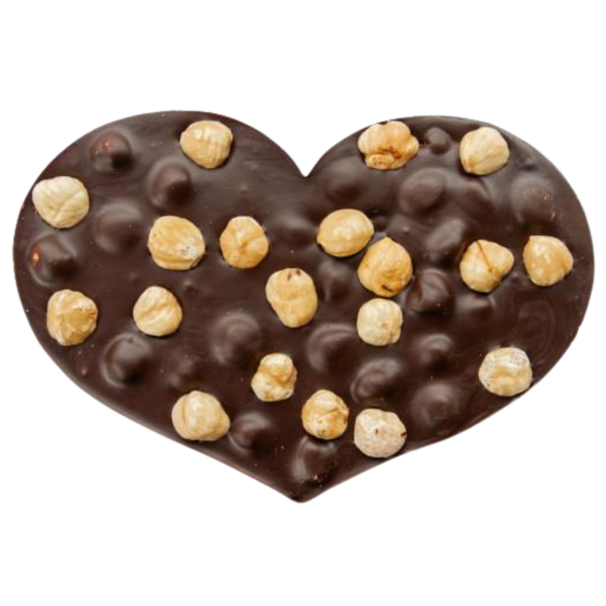 Heart-shaped chocolate bar with nuts