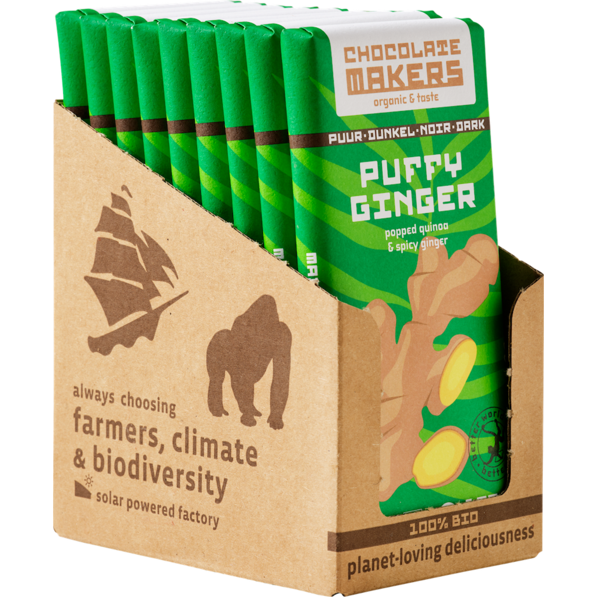 Bio Puffy Ginger Dark - Puffed Quinoa & Ginger (10 pcs)