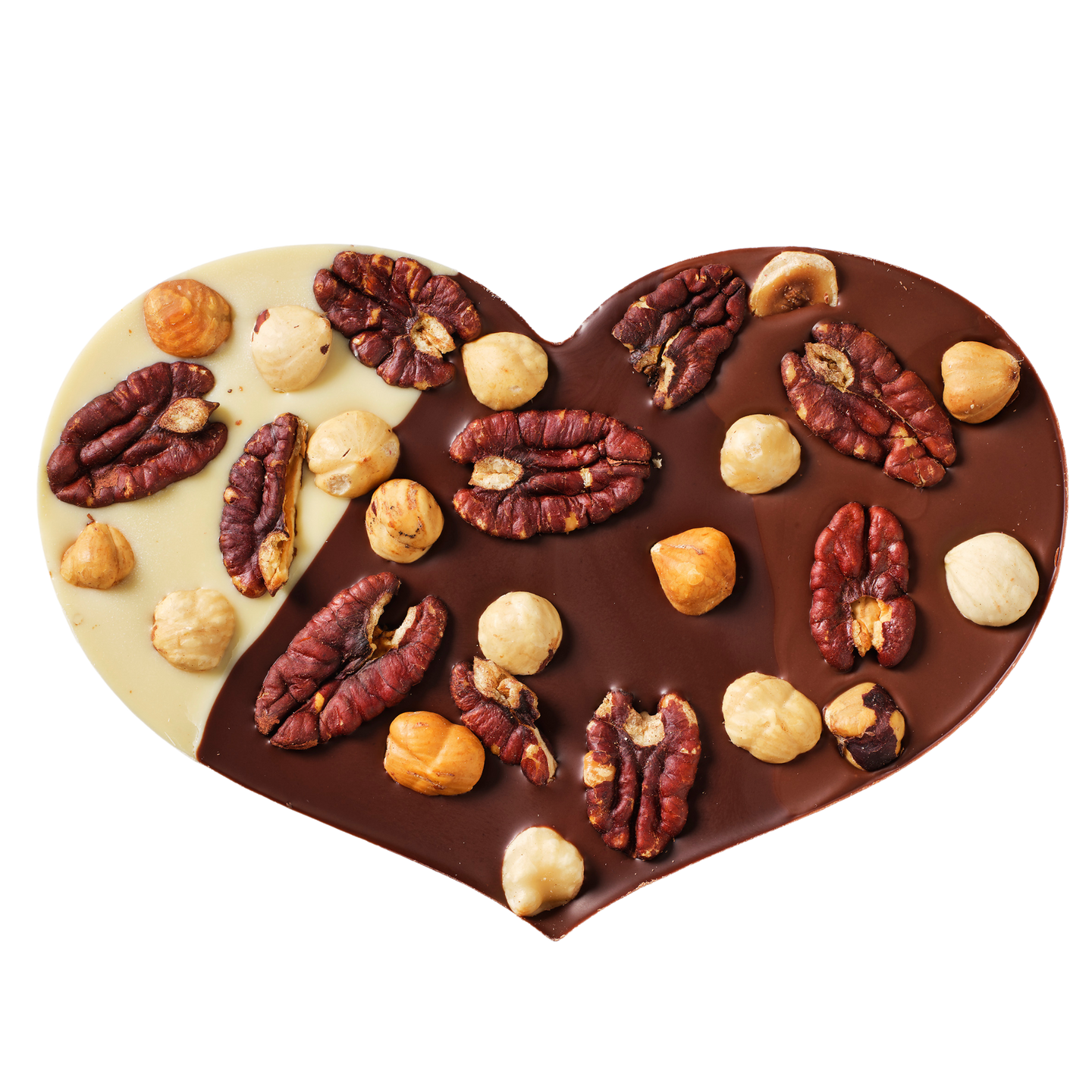 Tricolor Chocolate Heart | Triple chocolate with nuts