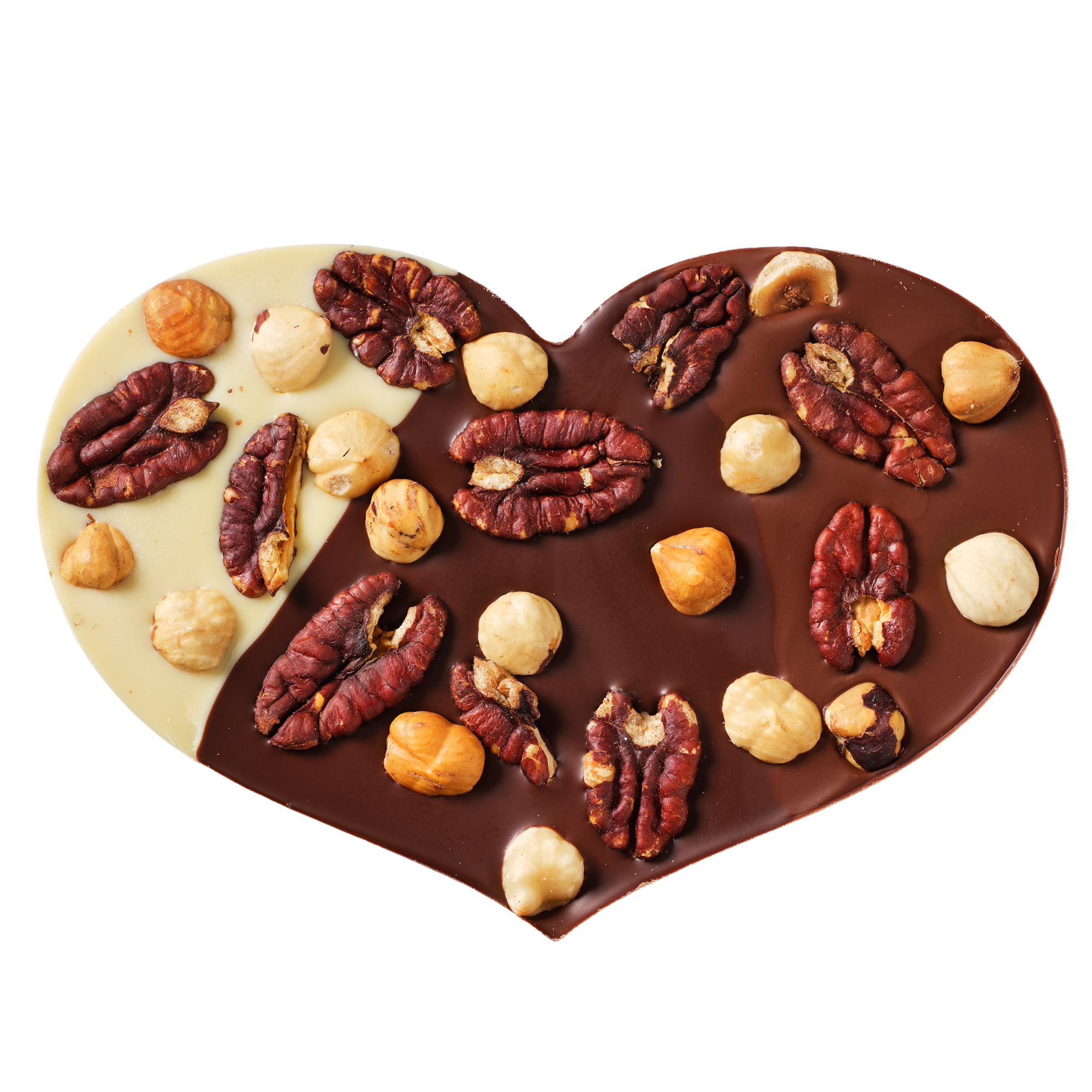 Tricolor Chocolate Heart | Triple chocolate with nuts
