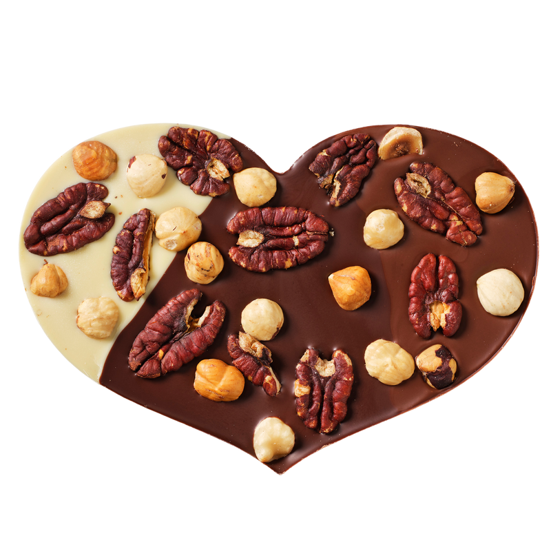 Tricolor Chocolate Heart | Triple chocolate with nuts