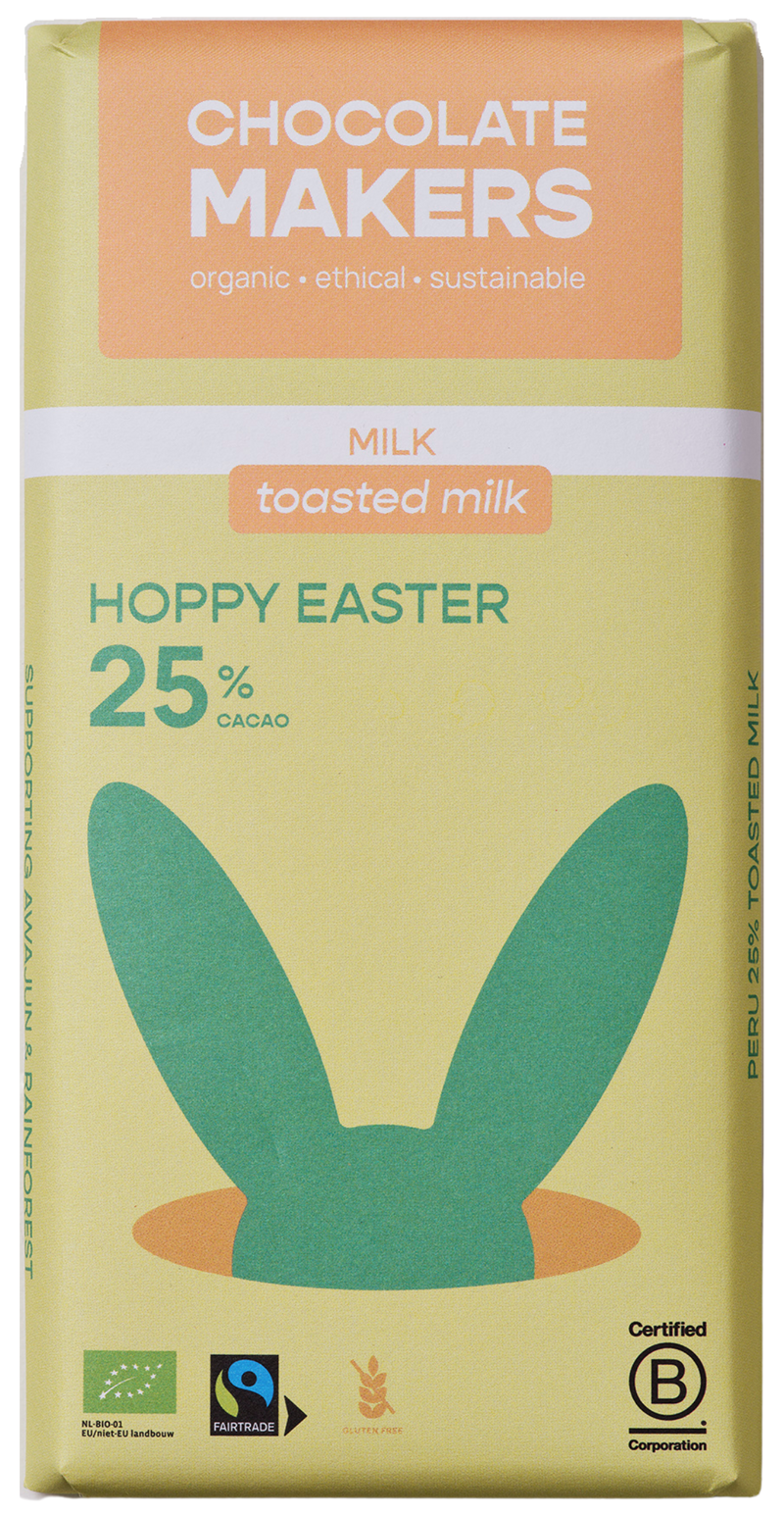 Biologische Hoppy Paas Geroosterde Melk 25% (10 repen)