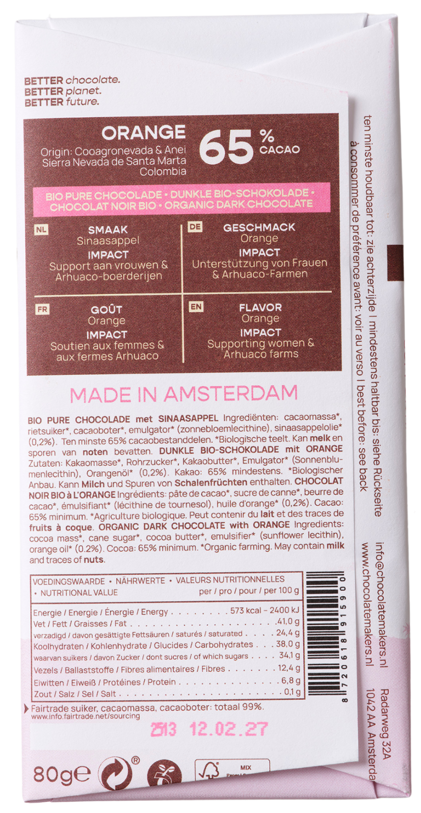 Colombia 65% cacao | Dark Chocolate with Orange