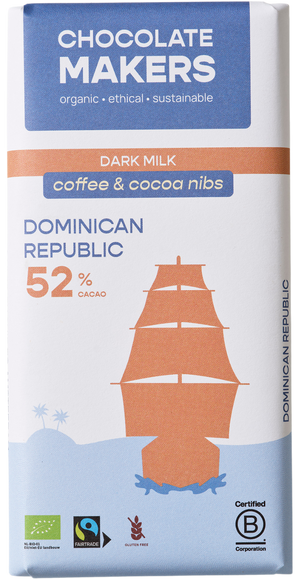 Dominican Republic 52% cacao | Milk Chocolate with Coffee & Cacao Nibs
