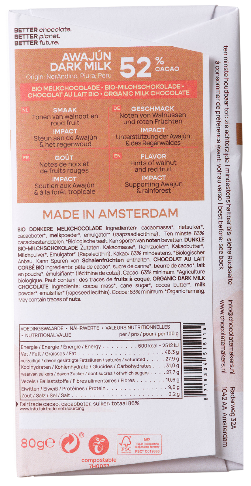 Peru 52% Kakao | Vollmilchschokolade