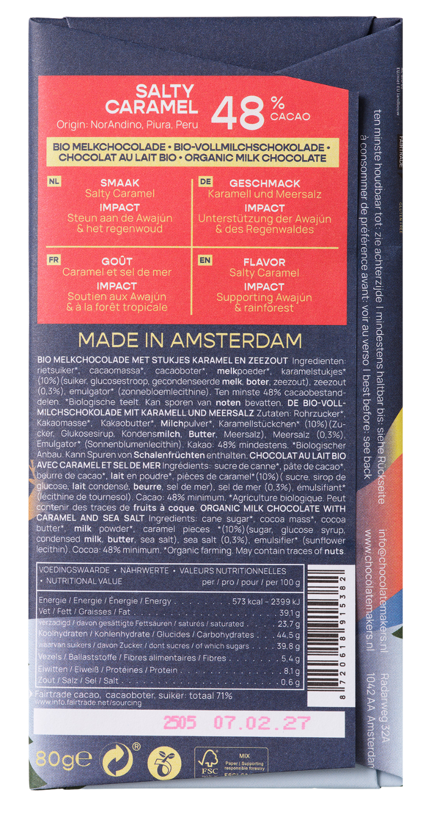 Xmas 49% cacao | Peru Milk Chocolate with Salty Caramel