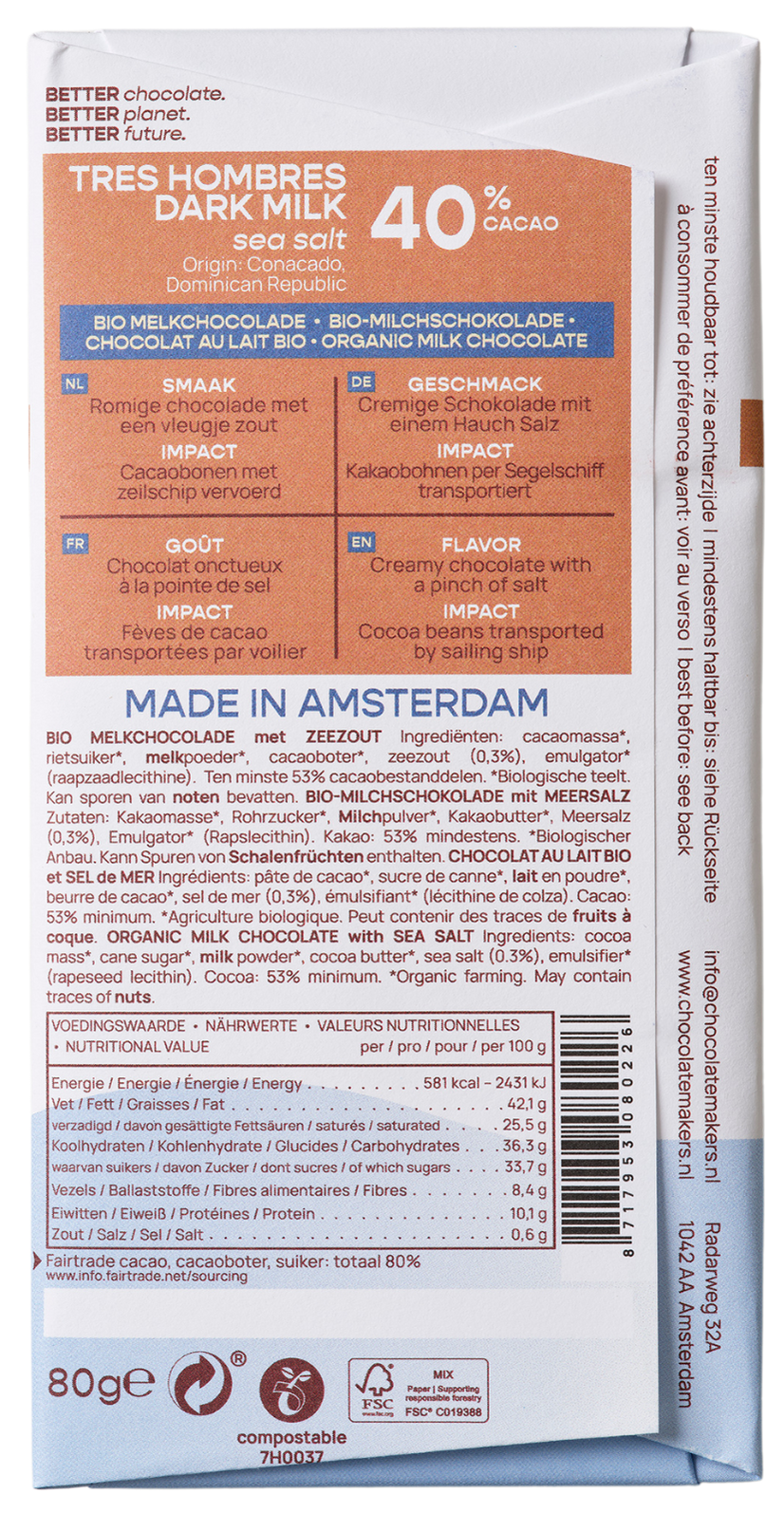 Dominikanische Republik, 40 % Kakao | Milchschokolade mit Meersalz