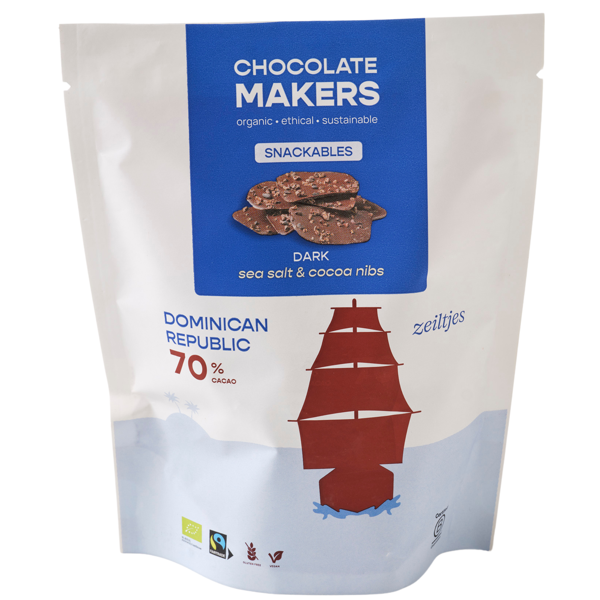 Bio Zeiltjes Puur 70% Cacao Nibs (10 zakjes)